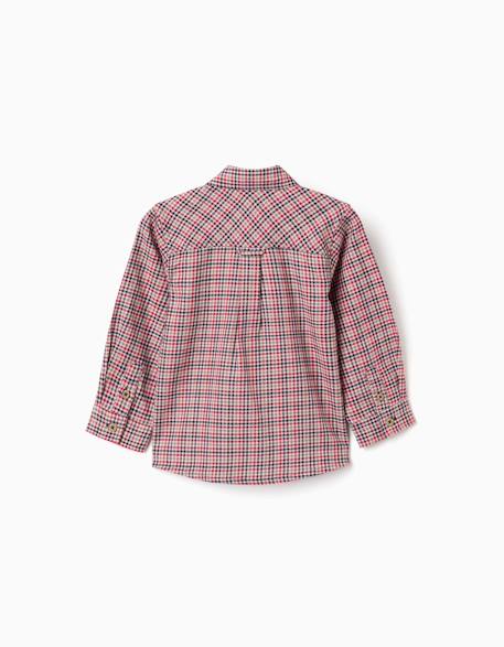 Chemise en coton à manches longues à carreaux b&s Beige clair 2 - vertbaudet enfant 