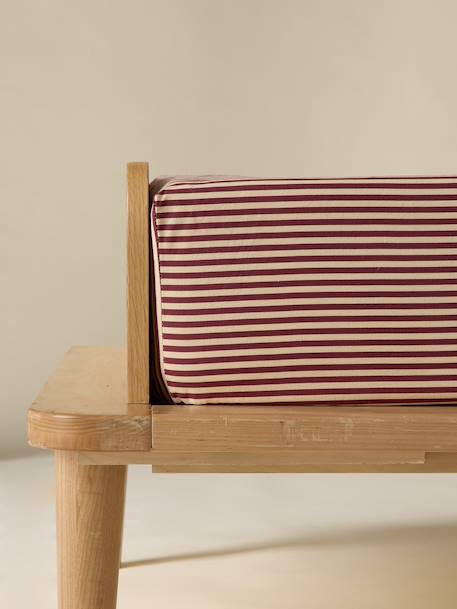 Drap-housse percale de coton 'lisette' Rayure bordeaux/ecru 1 - vertbaudet enfant 