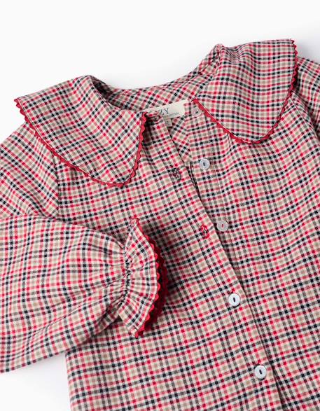 Chemisier en coton à manches longues à carreaux b&s Gris clair 3 - vertbaudet enfant 
