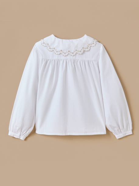 Chemise grand col brodé fille Blanc 2 - vertbaudet enfant 