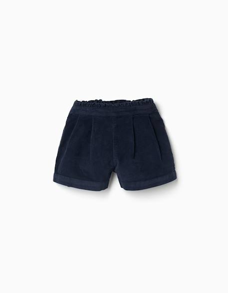 Short en velours côtelé avec taille à volants Bleu foncé 1 - vertbaudet enfant 