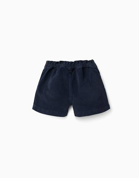 Short en velours côtelé avec taille à volants Bleu foncé 2 - vertbaudet enfant 