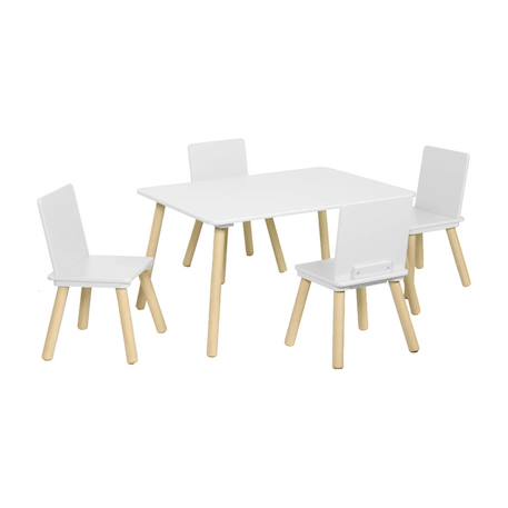 Table rectangulaire enfant bois de pin 4 assises - judith Blanc+Vert 1 - vertbaudet enfant 
