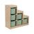 Meuble de rangement enfant escalier 6 bacs de rangement décor bois naturel - sora Beige+Kaki+Moutarde+Pêche+Vert de gris 26 - vertbaudet enfant 