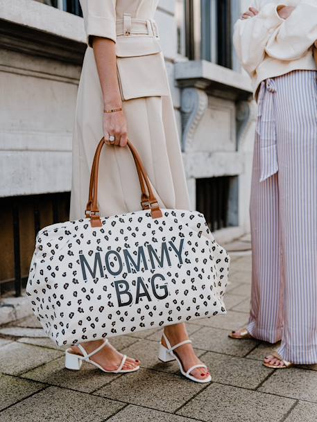 Sac à langer Mommy bag large canvas Blanc cassé léopard 2 - vertbaudet enfant 
