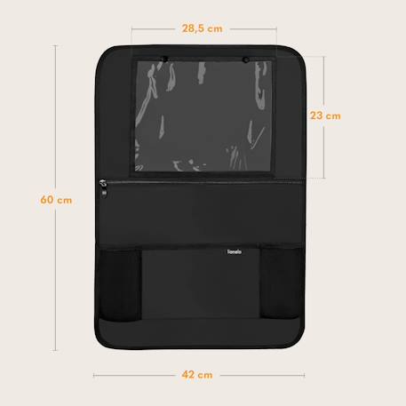 Organisateur de siège auto seatorganiser avec 5 poches, support tablette jusqu’à 13' et revêtement imperméable Black+Grey 6 - vertbaudet enfant 