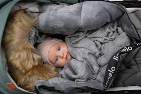 Chancelière universelle frode pour poussette, imperméable avec fourrure amovible Black carbon+Grey dove 6 - vertbaudet enfant 