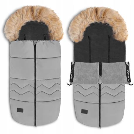 Chancelière universelle frode pour poussette, imperméable avec fourrure amovible Black carbon+Grey dove 7 - vertbaudet enfant 