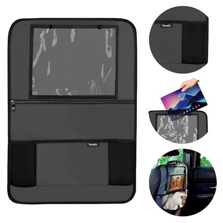 Organisateur de siège auto seatorganiser avec 5 poches, support tablette jusqu’à 13' et revêtement imperméable Black+Grey 7 - vertbaudet enfant 