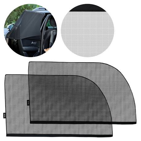 Lot de 2 pare-soleil universels sunblocker pour vitres de voiture avec protection uv et fonction moustiquaire Black 1 - vertbaudet enfant 