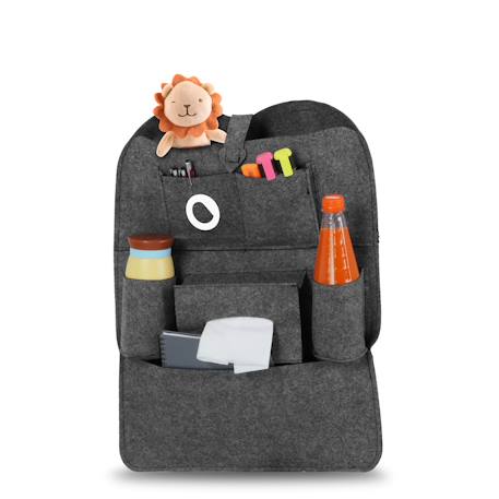 Organisateur de siège auto 2en1 avec 7 poches, protection de dossier et fixation universelle par velcro Grey 1 - vertbaudet enfant 