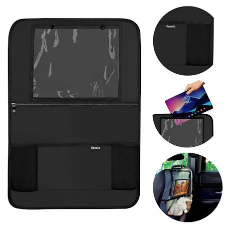Organisateur de siège auto seatorganiser avec 5 poches, support tablette jusqu’à 13' et revêtement imperméable Black+Grey 1 - vertbaudet enfant 