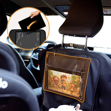 Organisateur de siège auto seatorganiser avec 5 poches, support tablette jusqu’à 13' et revêtement imperméable Black+Grey 3 - vertbaudet enfant 