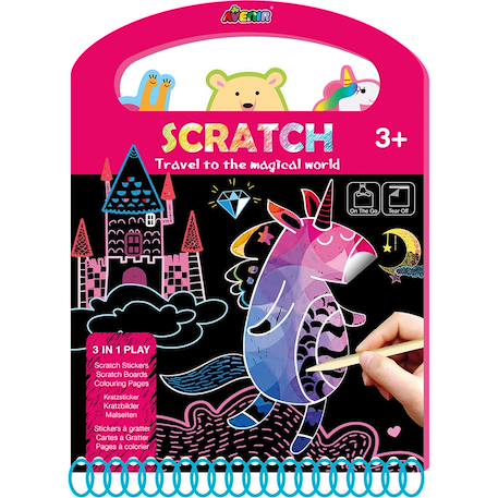 Cahier à gratter enfant 3 en 1 monde magique Rose 5 - vertbaudet enfant 