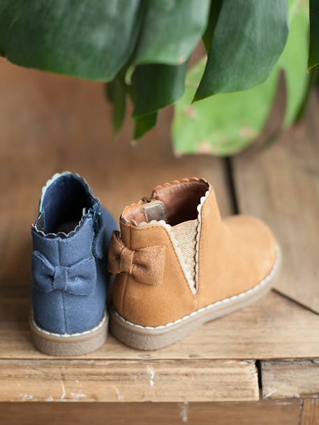 Boots bébé fille cuir zippées beige imprimé+bordeaux+CAMEL+marine+noir 19 - vertbaudet enfant 