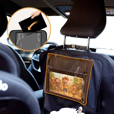 Organisateur de siège auto seatorganiser avec 5 poches, support tablette jusqu’à 13' et revêtement imperméable Black+Grey 9 - vertbaudet enfant 