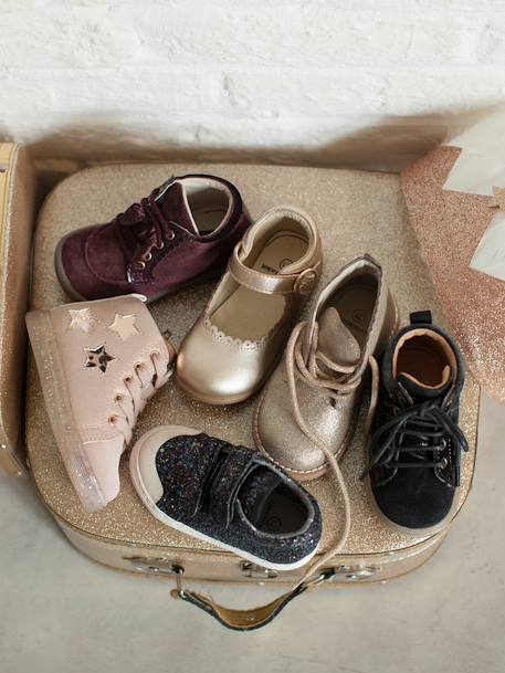 Bottines bébé fille cuir lacées bordeaux 6 - vertbaudet enfant 