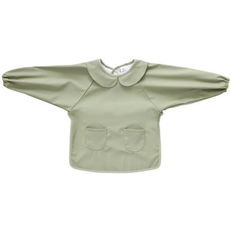 Bavoir-tablier imperméable manches longues 6-24 mois Beige+Bleu+Fleuri rose et jaune+Rose+Rose et beige+Vert 12 - vertbaudet enfant 