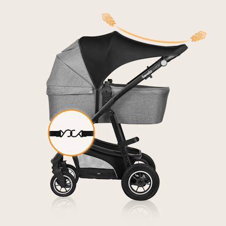 Pare-soleil universel stroller sun cover 53 x 51 cm avec protection upf 50+ pour poussette et siège-auto Black carbon 4 - vertbaudet enfant 