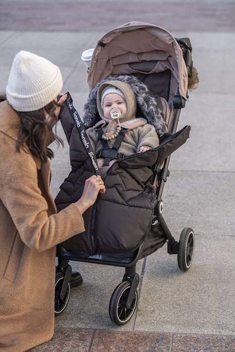Chancelière universelle frode pour poussette, imperméable avec fourrure amovible Black carbon+Grey dove 11 - vertbaudet enfant 