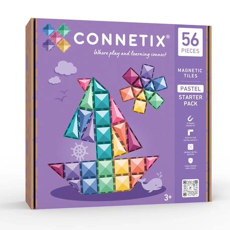 Jeu de construction magnétique starter pack pastel - 56 pièces Multi-coloured 1 - vertbaudet enfant 