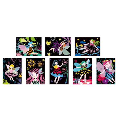 Kit d'art à gratter enfant petites fées 8 pièces junior Rose 2 - vertbaudet enfant 
