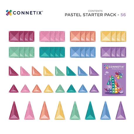 Jeu de construction magnétique starter pack pastel - 56 pièces Multi-coloured 2 - vertbaudet enfant 