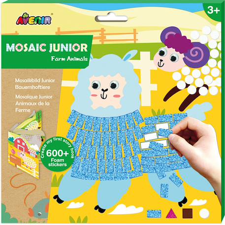 Mosaïque en autocollants mousse enfant animaux de la ferme Bleu 1 - vertbaudet enfant 
