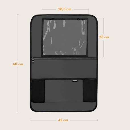 Organisateur de siège auto seatorganiser avec 5 poches, support tablette jusqu’à 13' et revêtement imperméable Black+Grey 12 - vertbaudet enfant 