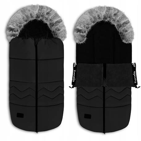 Chancelière universelle frode pour poussette, imperméable avec fourrure amovible Black carbon+Grey dove 1 - vertbaudet enfant 