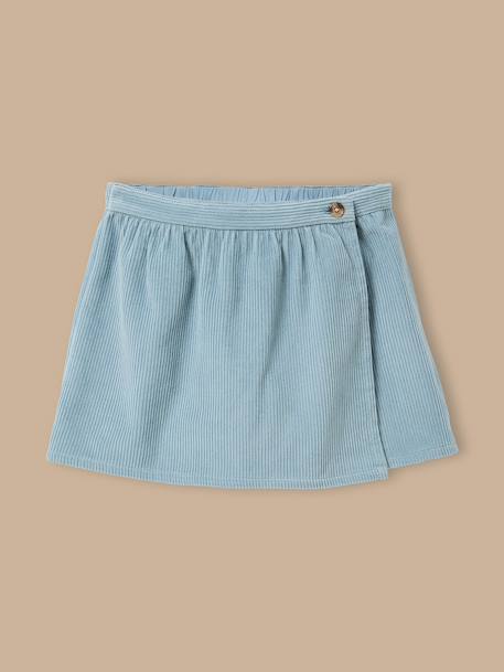 Jupe short en velours fille Orage+Rose poudre 1 - vertbaudet enfant 