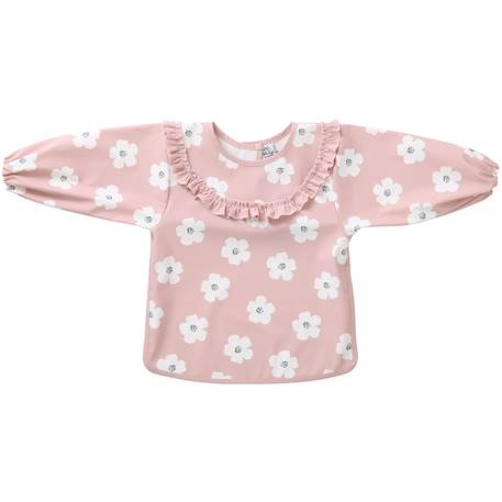 Bavoir-tablier imperméable manches longues 6-24 mois Beige+Bleu+Fleuri rose et jaune+Rose+Rose et beige+Vert 7 - vertbaudet enfant 