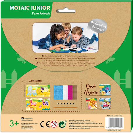Mosaïque en autocollants mousse enfant animaux de la ferme Bleu 6 - vertbaudet enfant 