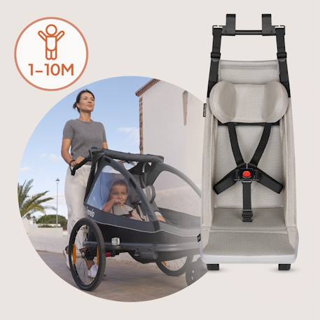 Hamac pour poussette cama dès 1 mois avec tissu dri-seat, harnais 5 points et chancelière incluse Grey stone 3 - vertbaudet enfant 