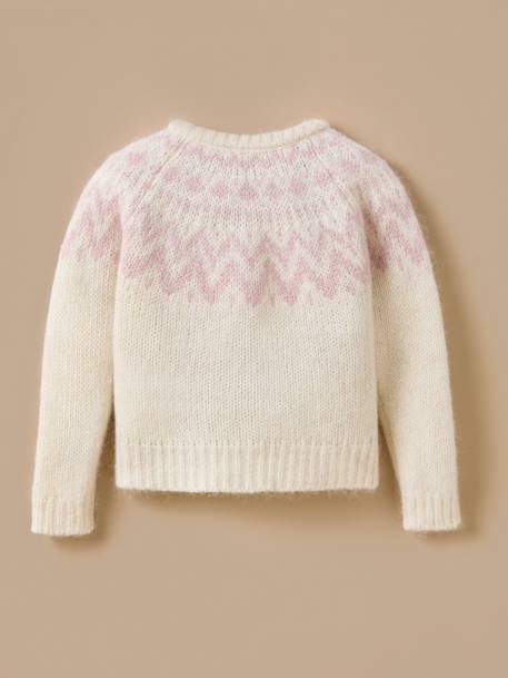Cardigan jacquard avec laine fille Ecru 2 - vertbaudet enfant 