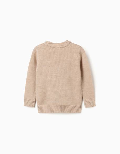 Pull en maille avec pingouin jacquard Beige+Rouge 2 - vertbaudet enfant 