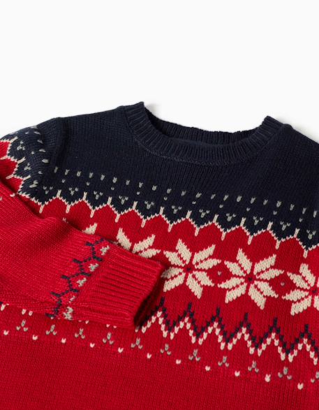 Pull en maille avec motif jacquard Beige+Bleu foncé 6 - vertbaudet enfant 