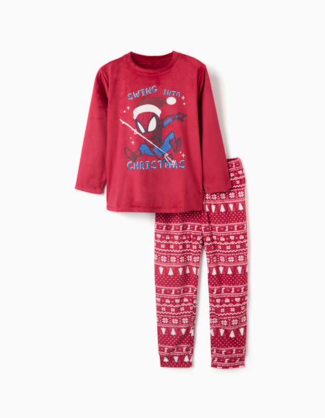 Pyjama de Noël en velours à manches longues avec imprimé spider-man Rouge 1 - vertbaudet enfant 