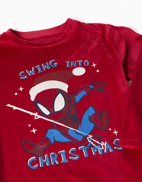 Pyjama de Noël en velours à manches longues avec imprimé spider-man Rouge 4 - vertbaudet enfant 