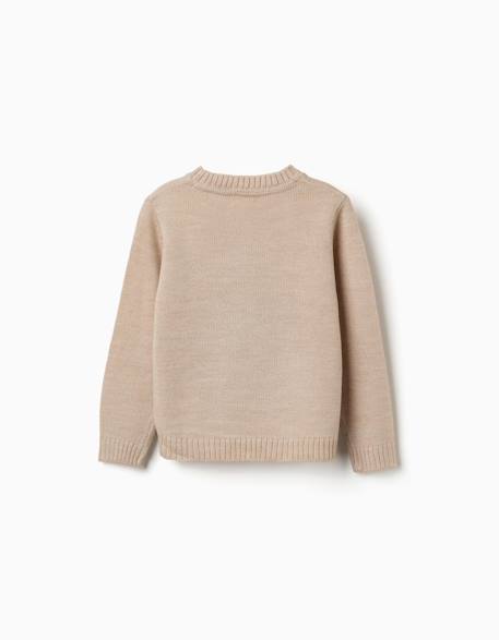 Pull en maille avec pingouin jacquard Beige+Rouge 2 - vertbaudet enfant 