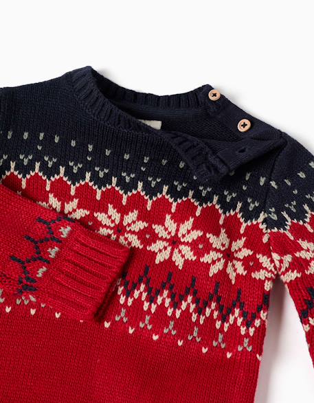 Pull en maille avec motif jacquard Beige+Bleu foncé 6 - vertbaudet enfant 