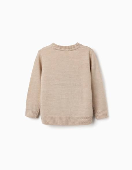 Pull en maille avec pingouin jacquard Beige+Rouge 2 - vertbaudet enfant 