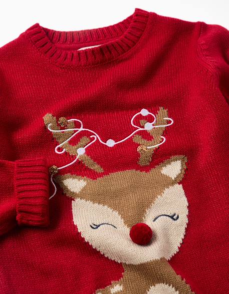 Pull en maille avec pingouin jacquard Beige+Rouge 6 - vertbaudet enfant 