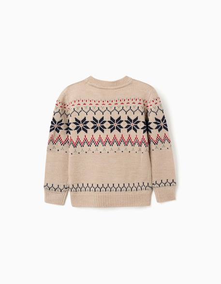 Pull en maille avec motif jacquard Beige+Bleu foncé 2 - vertbaudet enfant 