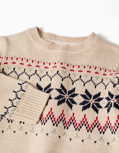 Pull en maille avec motif jacquard Beige+Bleu foncé 3 - vertbaudet enfant 