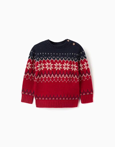 Pull en maille avec motif jacquard Beige+Bleu foncé 4 - vertbaudet enfant 