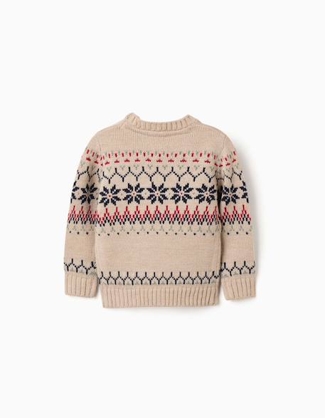 Pull en maille avec motif jacquard Beige+Bleu foncé 2 - vertbaudet enfant 
