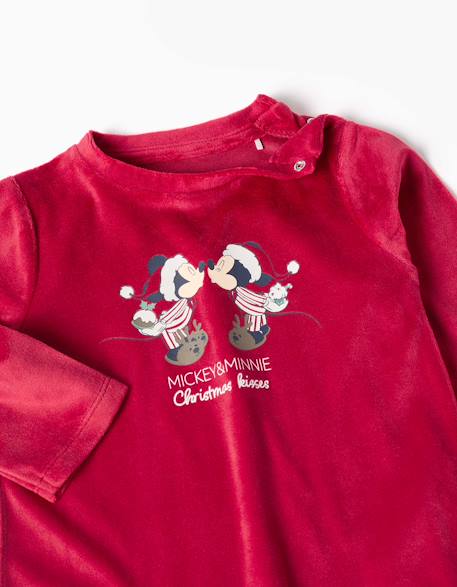 Pyjama de Noël en velours avec imprimé mickey et minnie Rouge 3 - vertbaudet enfant 
