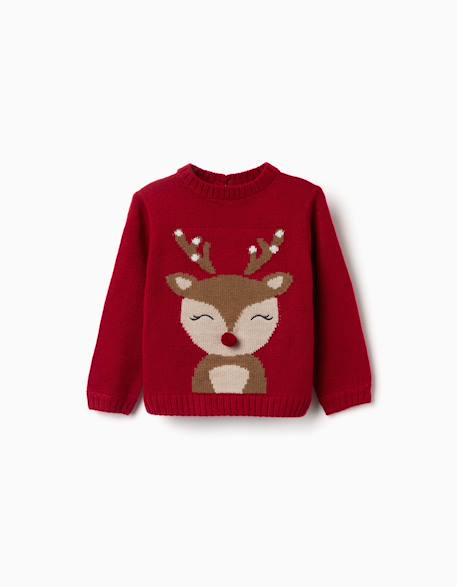 Pull en maille avec renne jacquard Rouge 1 - vertbaudet enfant 