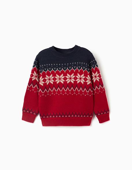 Pull en maille avec motif jacquard Beige+Bleu foncé 4 - vertbaudet enfant 